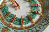 Kundan light green necklace set(4-7866)(R)