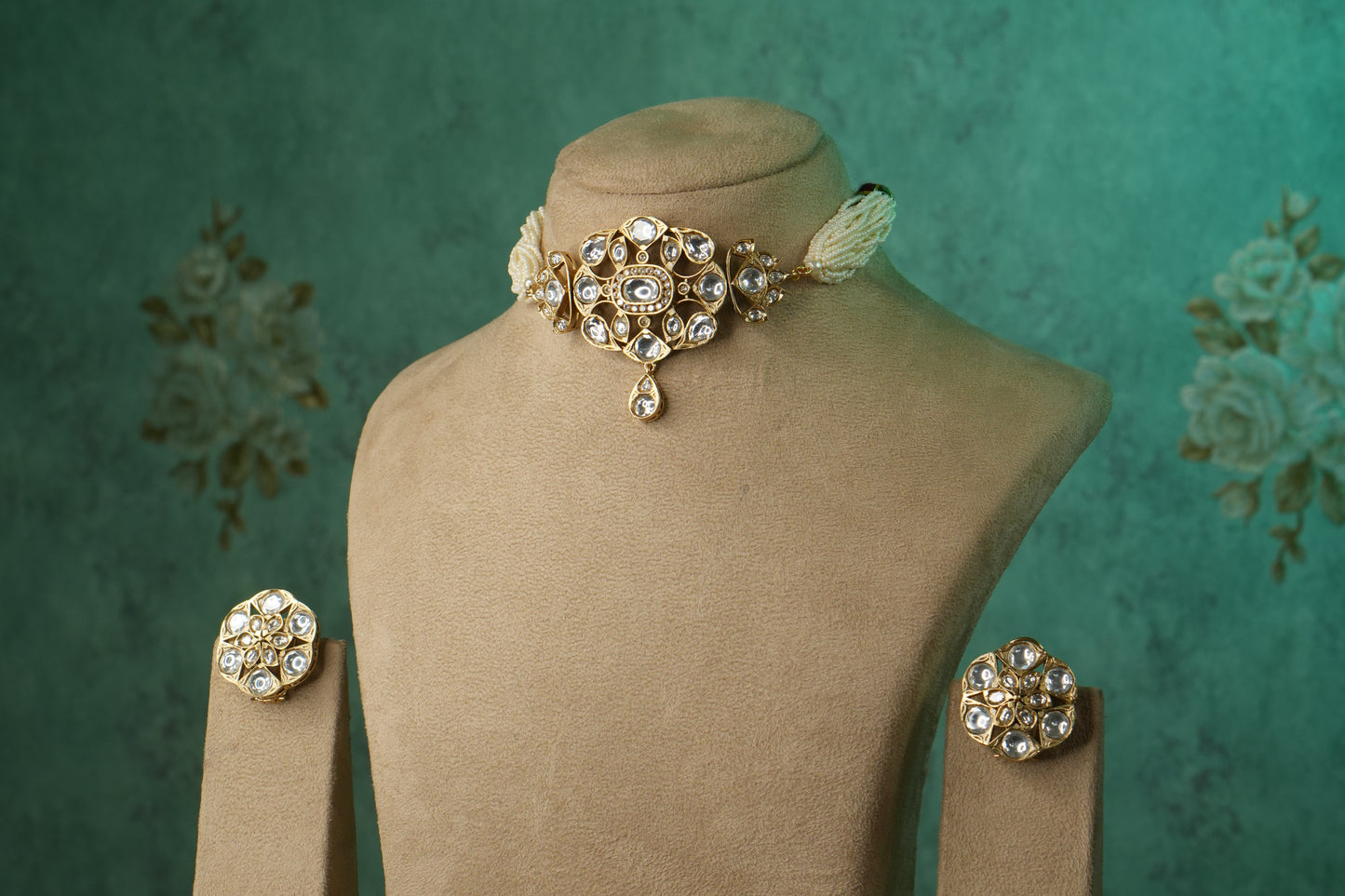 Polki Choker Set (4-9119)(B) - JEWELSTYLE