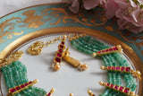 Kundan light green necklace set(4-7866)(R)