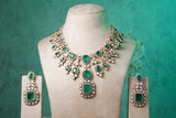 Green Stone Polk Necklace Set (4-8613)(B)