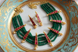 Kundan dark green necklace set(4-7865)(R)