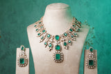 Green Stone Polk Necklace Set (4-8613)(B)