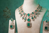 Green Stone Polk Necklace Set (4-8613)(B)