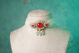 Red Polki Choker Set (4-8620)(B)