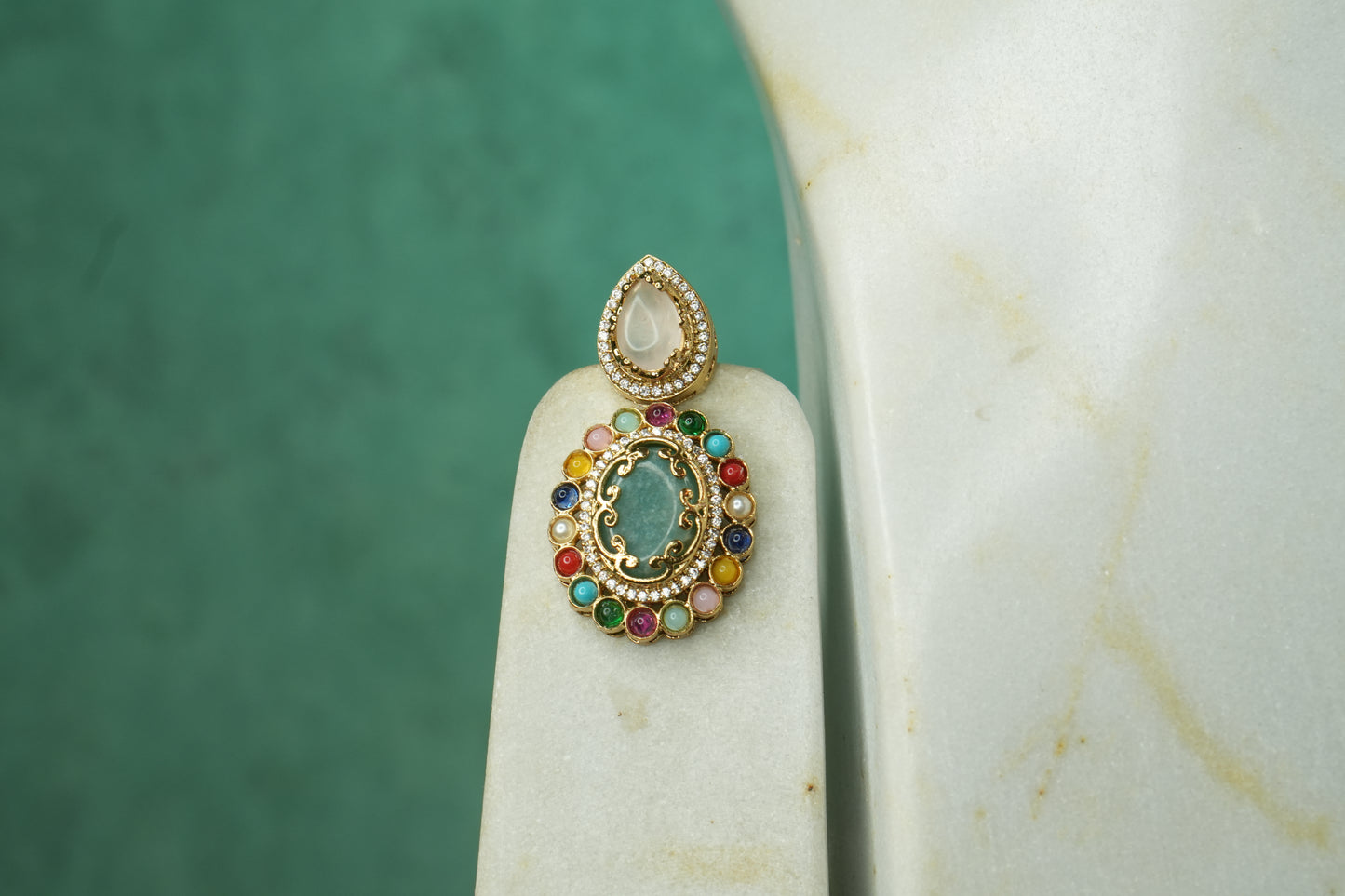 Multi Stone Polki Choker Set (4-9149)(B) - JEWELSTYLE