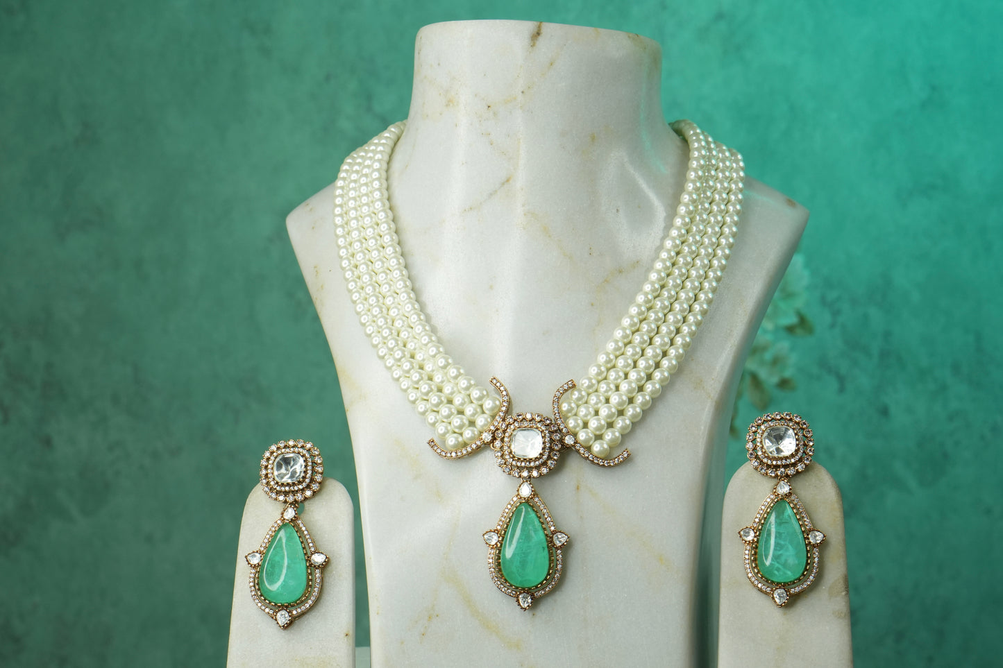 Polki Necklace Set (4-9123)(B) - JEWELSTYLE