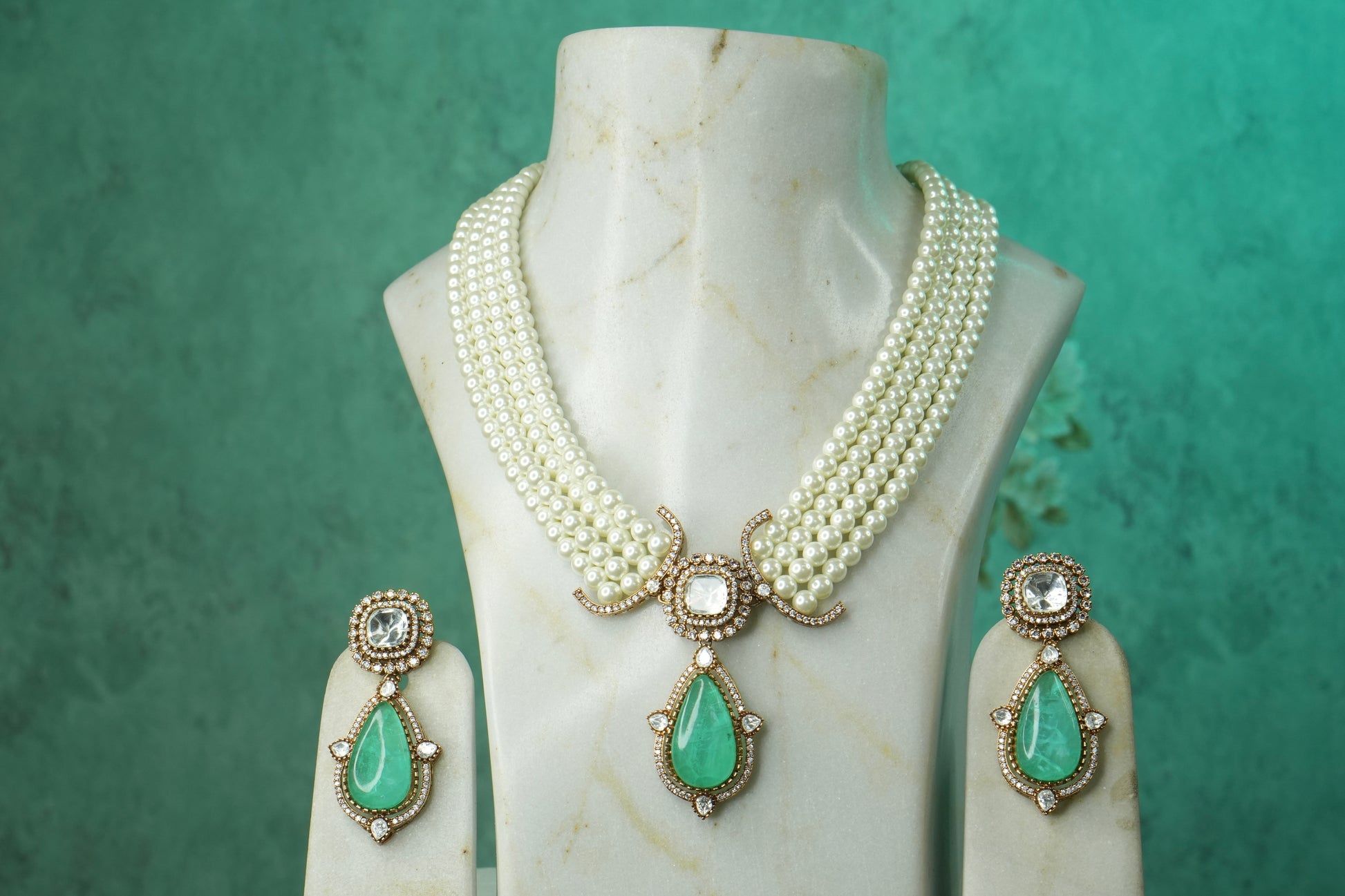Polki Necklace Set (4-9123)(B) - JEWELSTYLE