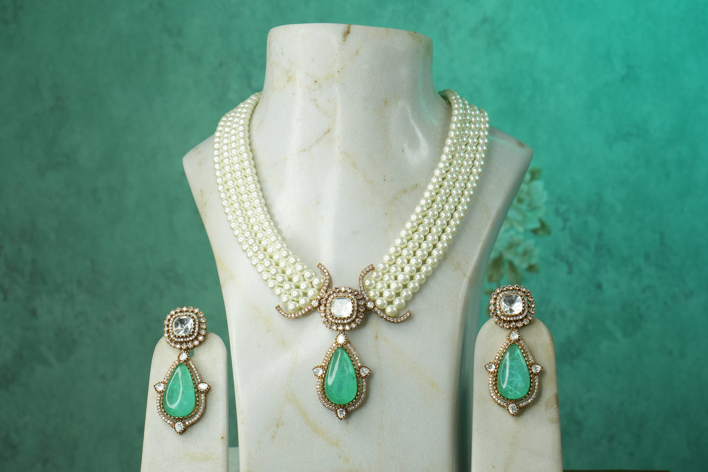 Polki Necklace Set (4-9123)(B) - JEWELSTYLE