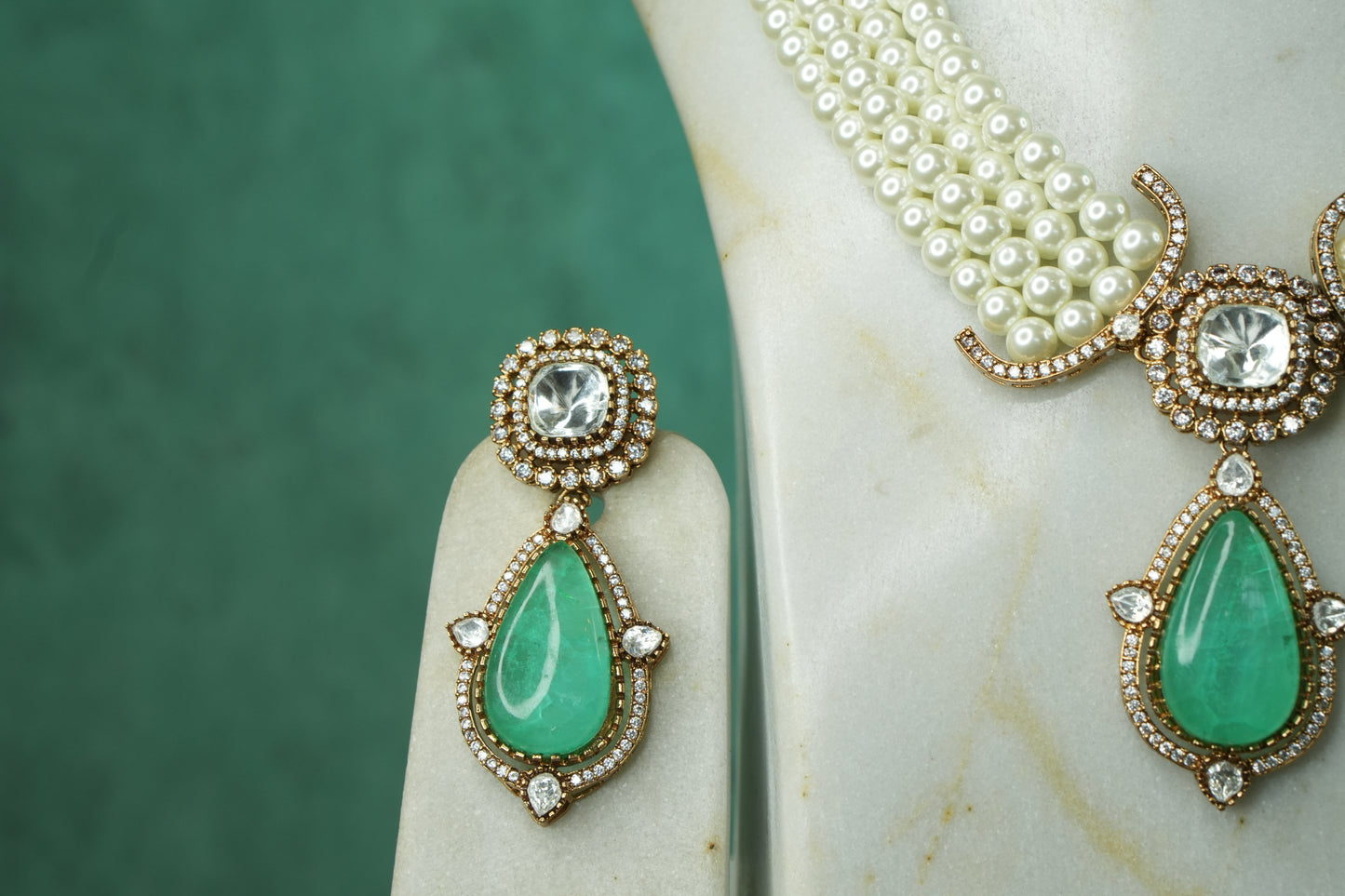 Polki Necklace Set (4-9123)(B) - JEWELSTYLE