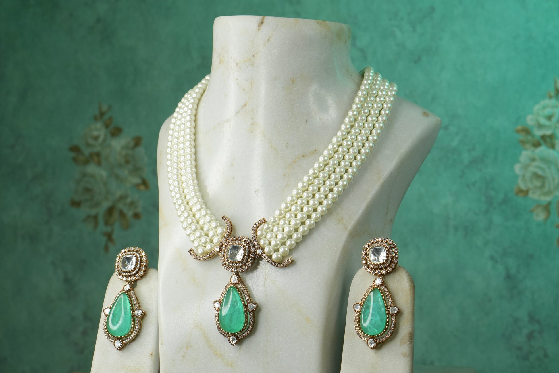 Polki Necklace Set (4-9123)(B) - JEWELSTYLE