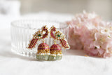 Pink Kundan bird jhumki(1-4150)(R)