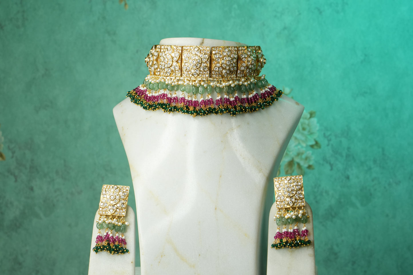 Polki Choker Set (4-9126)(B) - JEWELSTYLE