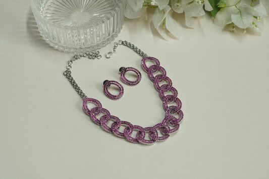 Pink ad Necklace set (4-9252)(B)(from turkey)