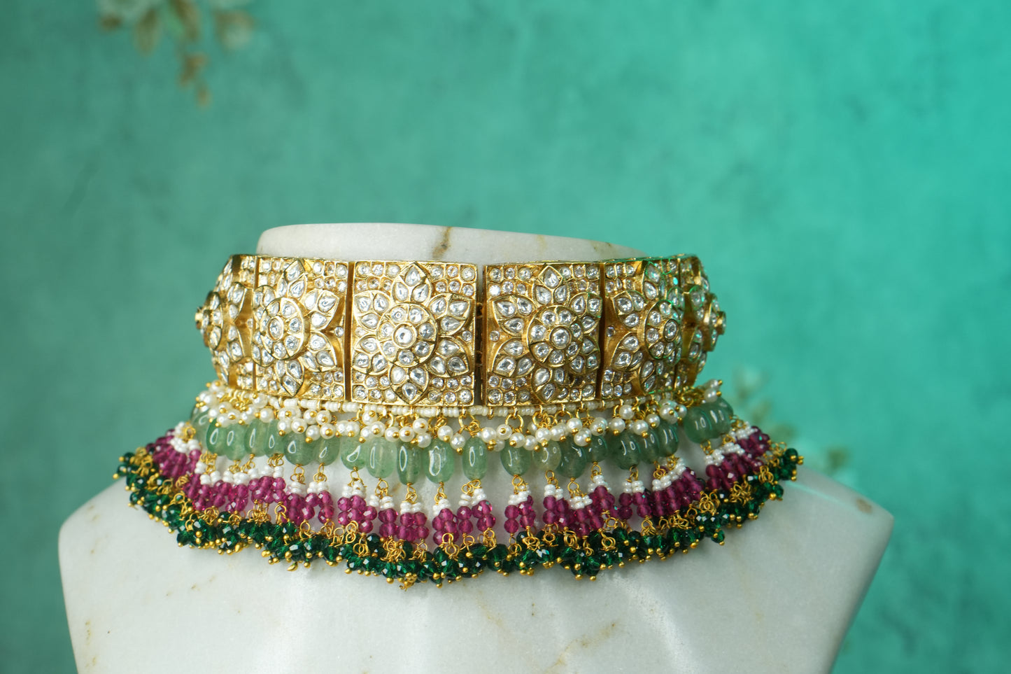 Polki Choker Set (4-9126)(B) - JEWELSTYLE
