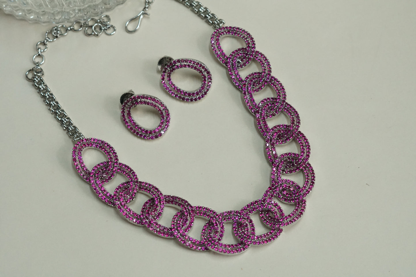 Pink ad Necklace set (4-9252)(B)(from turkey)