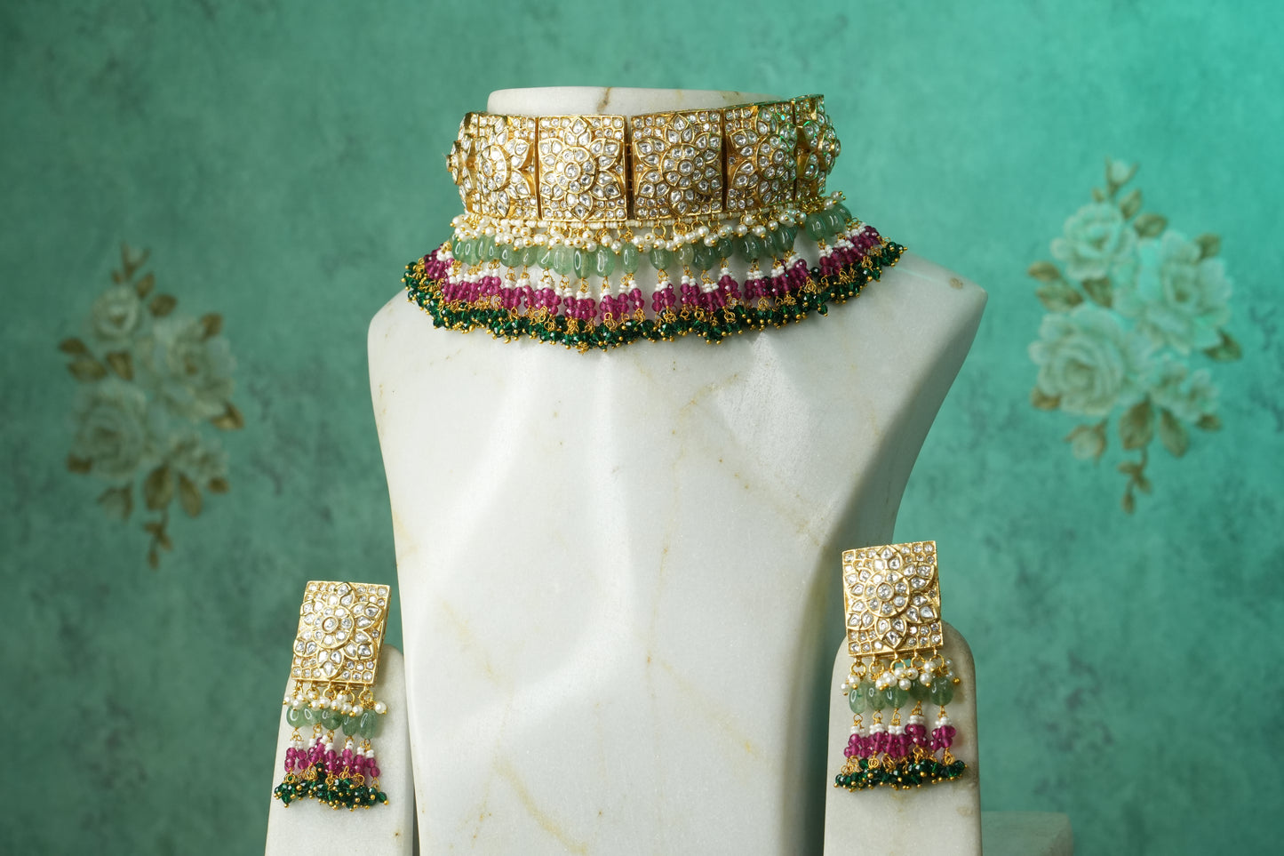 Polki Choker Set (4-9126)(B) - JEWELSTYLE