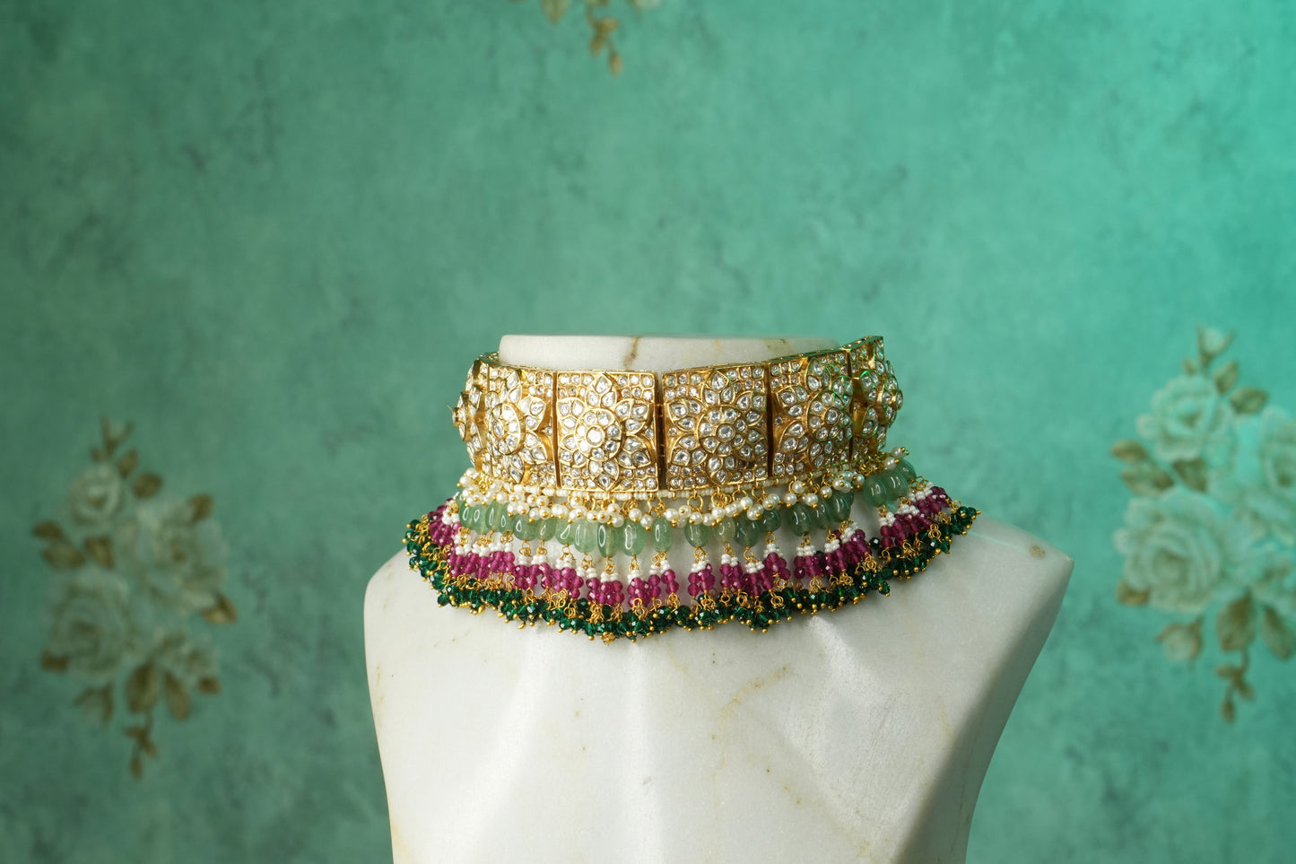 Polki Choker Set (4-9126)(B) - JEWELSTYLE