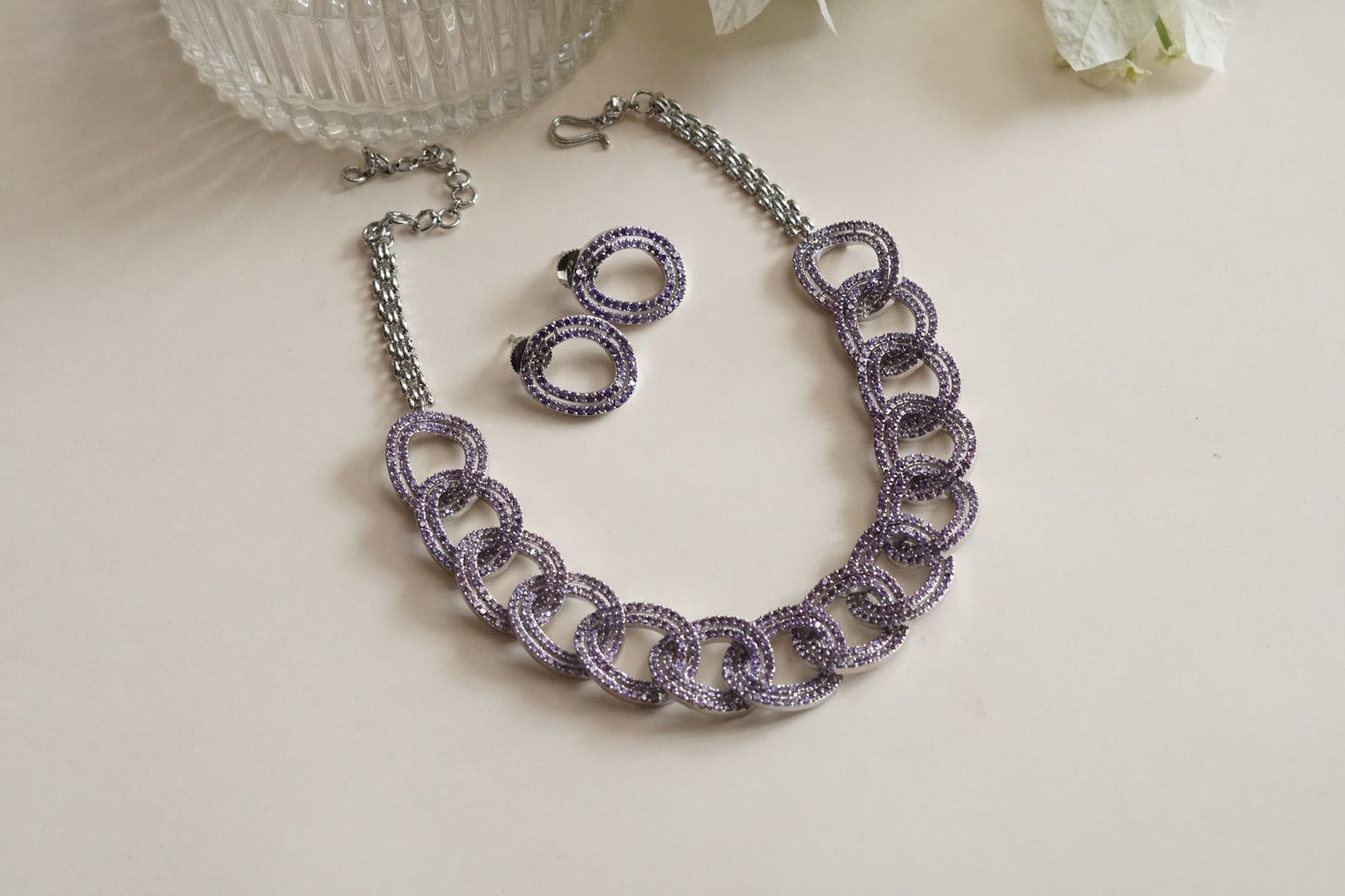 Purple ad Necklace set (4-9253)(B)(from turkey)