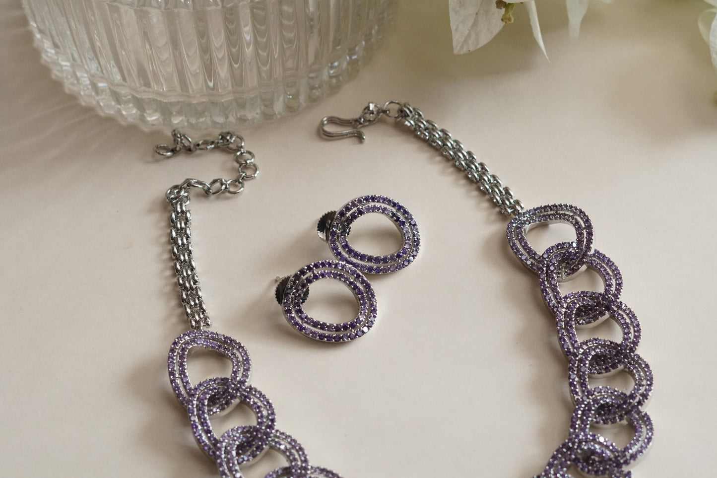 Purple ad Necklace set (4-9253)(B)(from turkey)