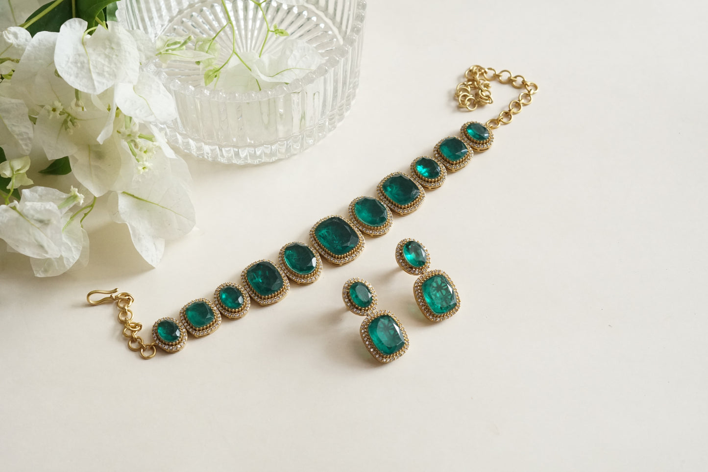 Green doublet ad Necklace set (4-9247(B)(from turkey)