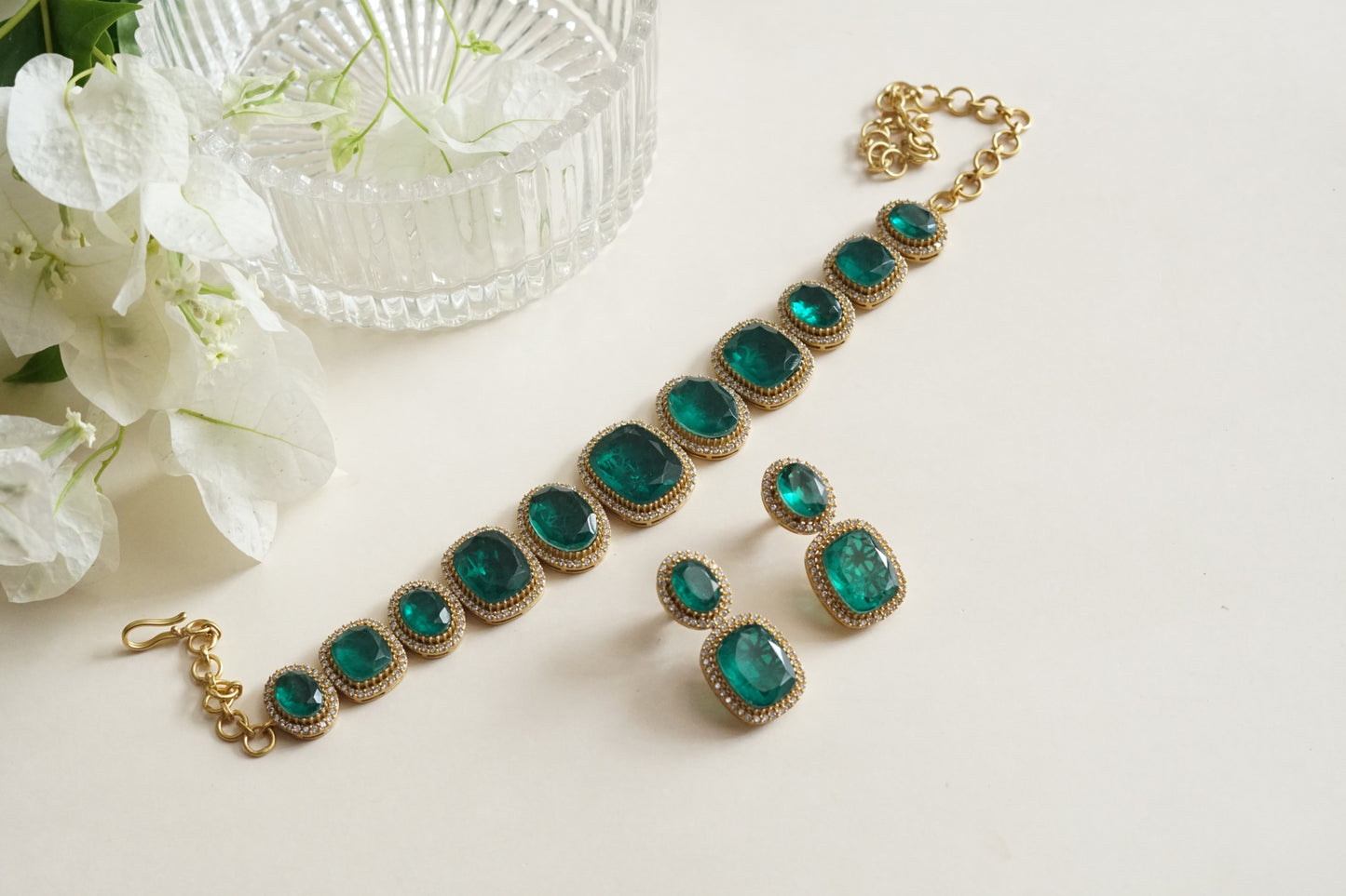 Green doublet ad Necklace set (4-9247(B)(from turkey)