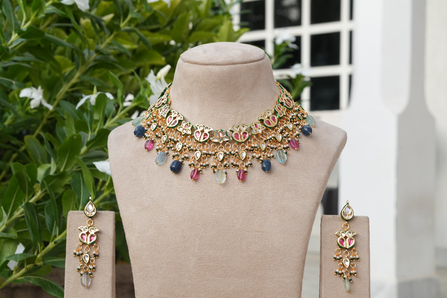 Kundan Necklace Set (4-9155)(B)