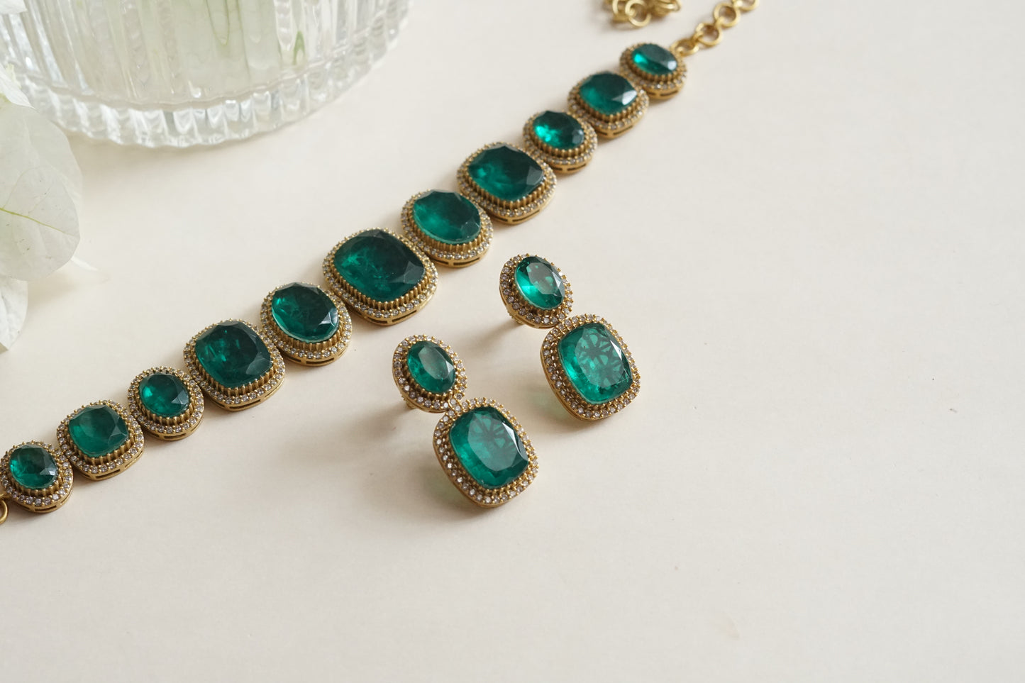 Green doublet ad Necklace set (4-9247(B)(from turkey)