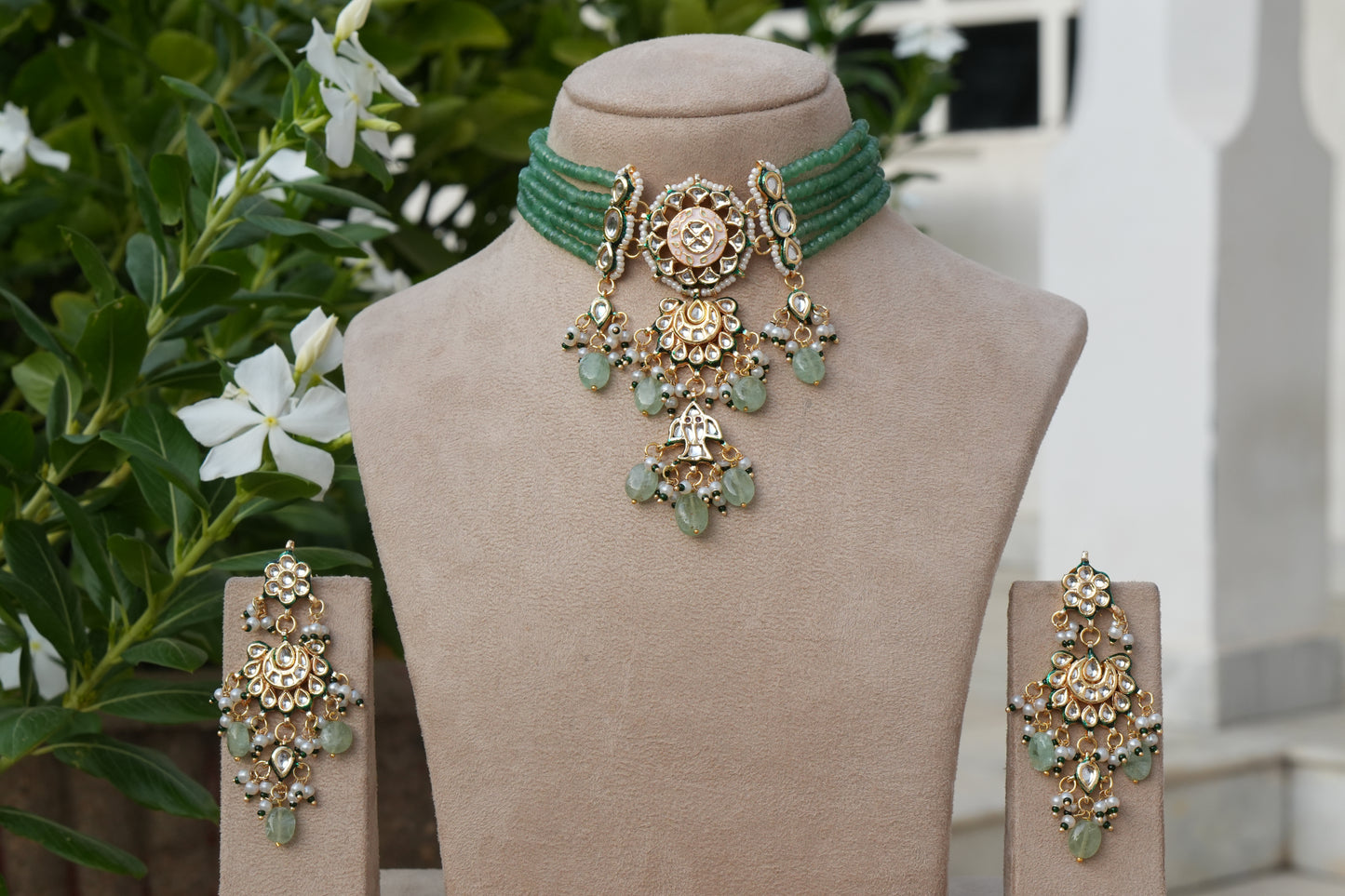 Kundan Necklace Set (4-9157)(B)
