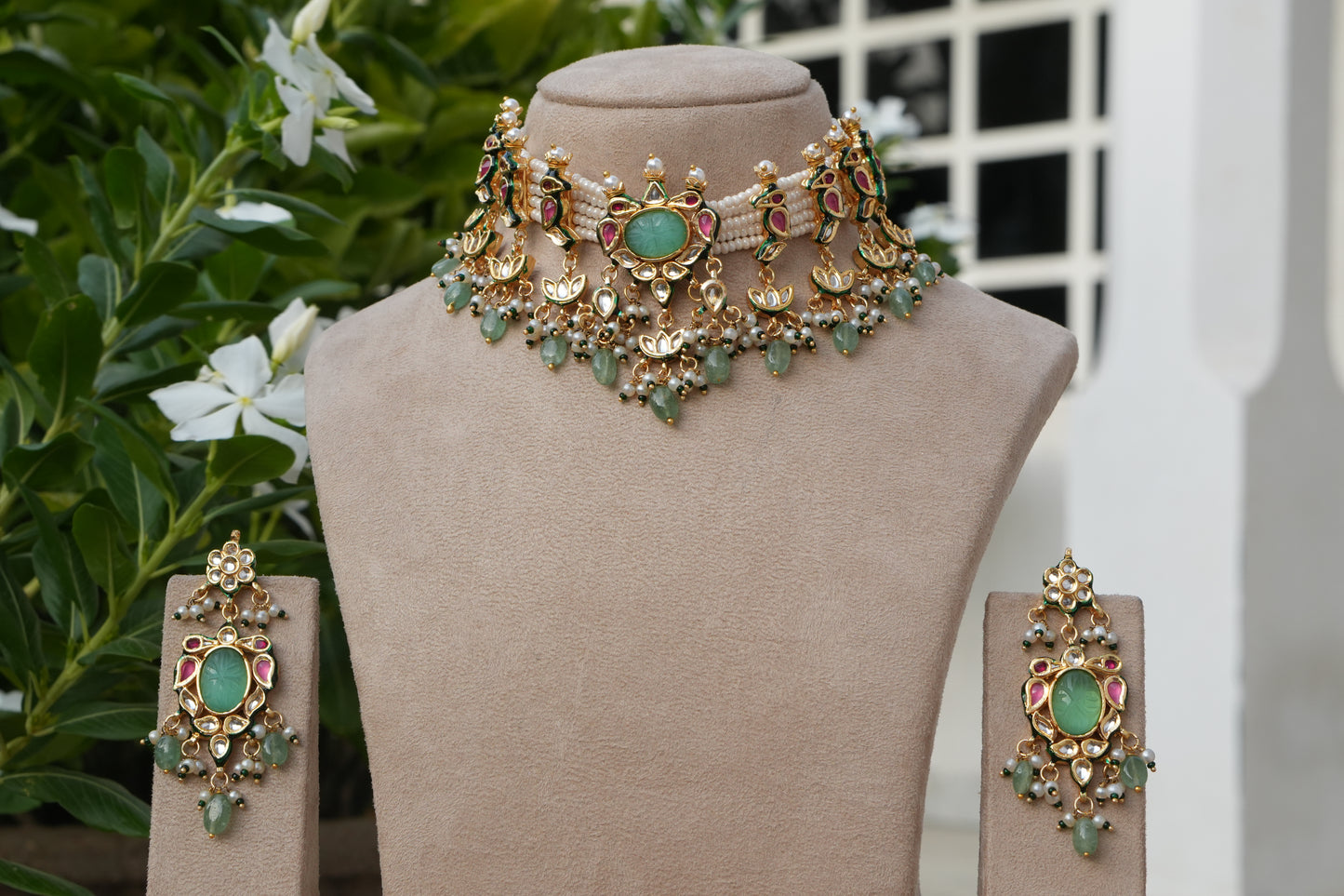 Kundan Necklace Set (4-9158)(B)