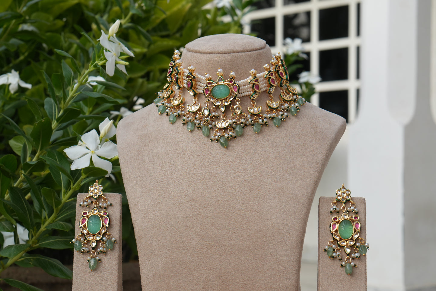 Kundan Necklace Set (4-9158)(B)