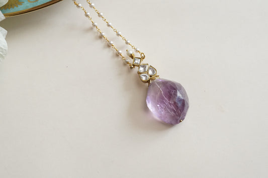 Amethyst Kundan Pendant (4-9301)(R)