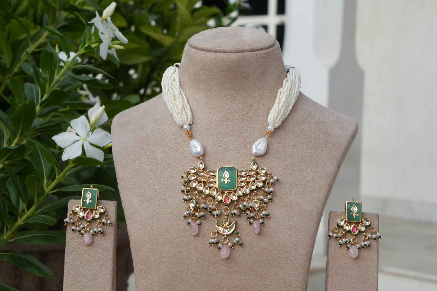 Kundan Necklace Set (4-9160)(B)