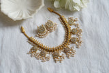 White Kundan stone guttapulasu necklace set (4-7534)(K)