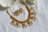 White Kundan stone guttapulasu necklace set (4-7534)(K)