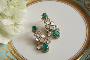 Green Polki Earrings (1-4283)(B)