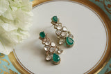 Green Polki Earrings (1-4283)(B)
