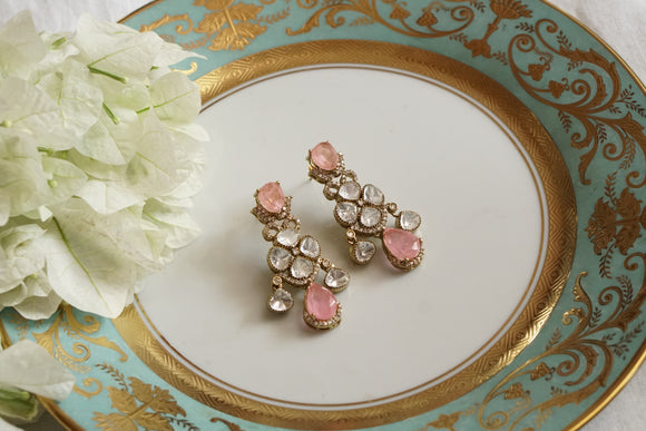 Light Pink Polki Earrings (1-4281)(B)