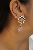 Pink stone Polki Earring (1-4735)(B)