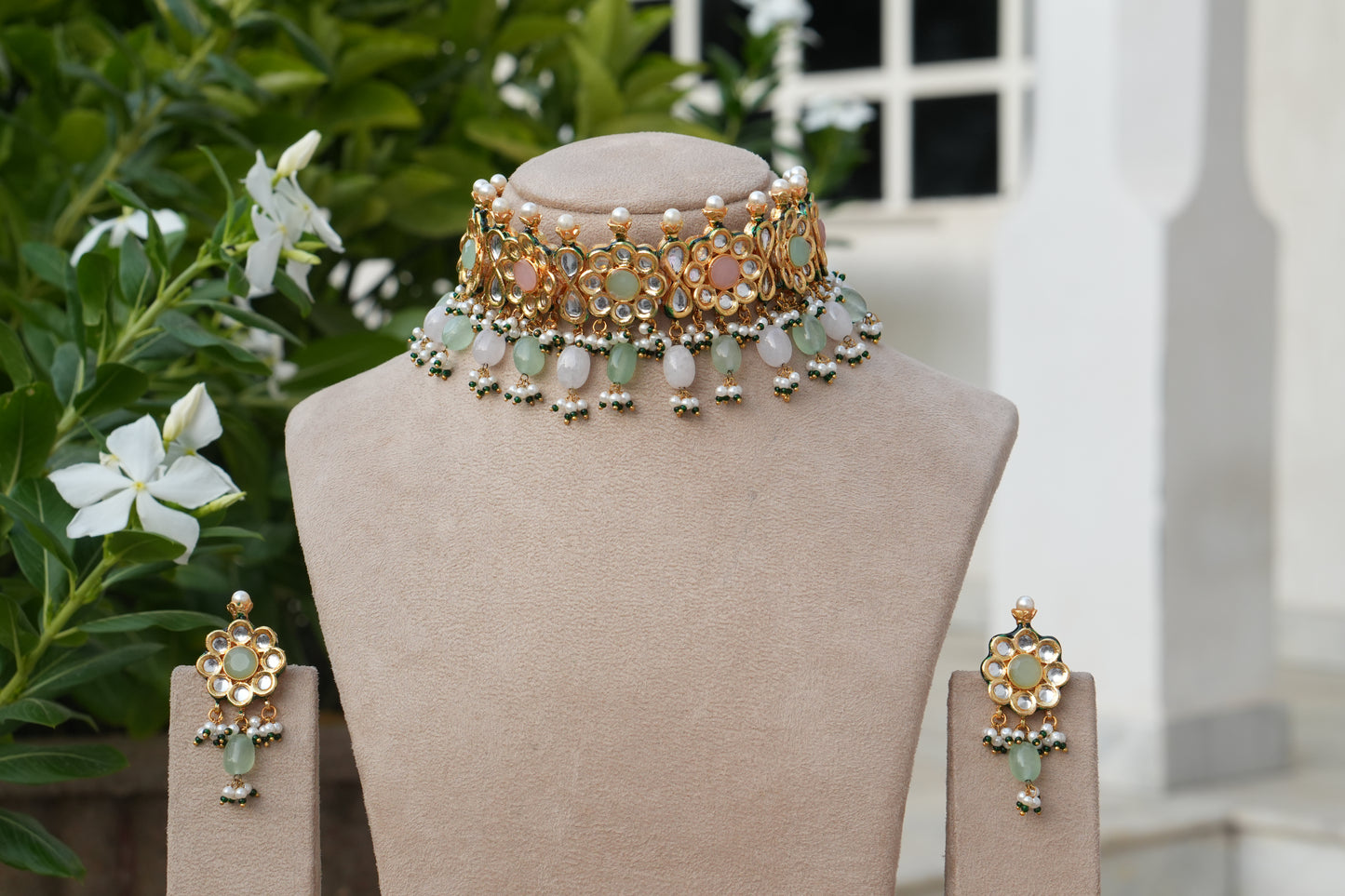 Kundan Choker Set (4-9162)(B)