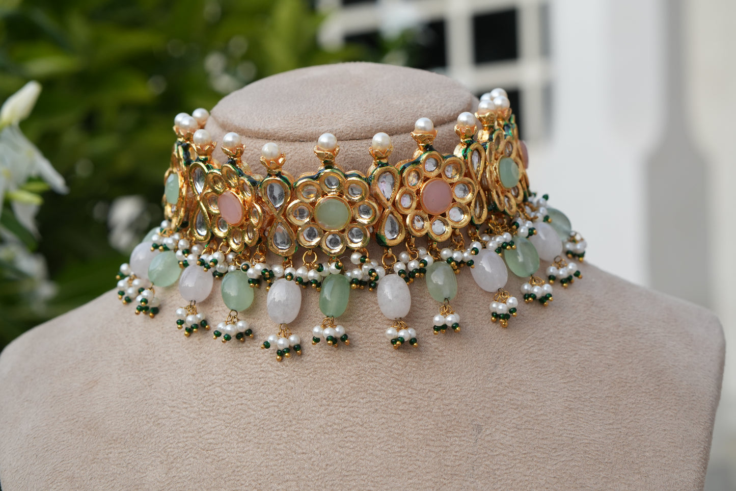 Kundan Choker Set (4-9162)(B)
