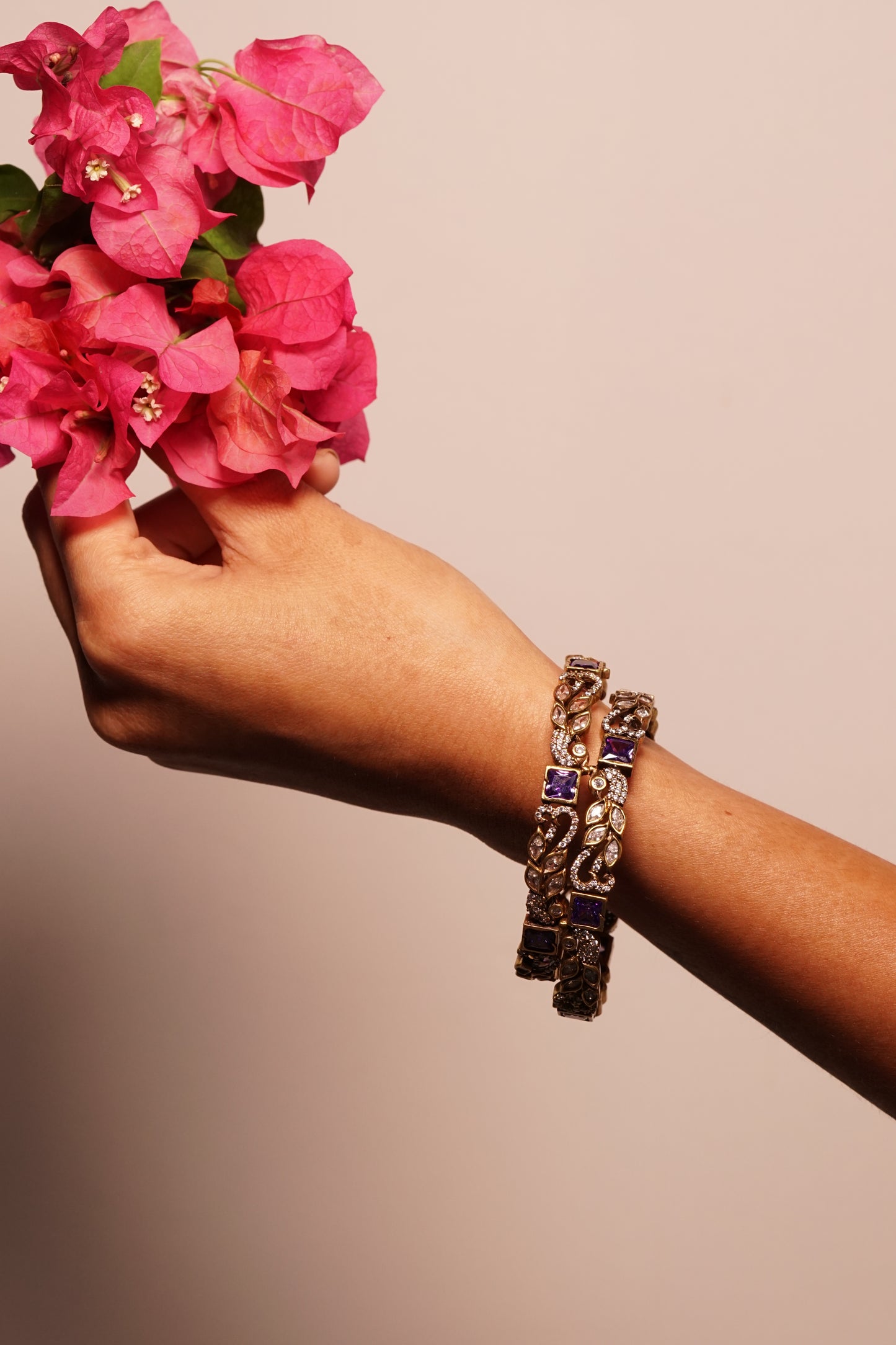 Purple stone Banglesin 2’6 size (3-421)(AK)