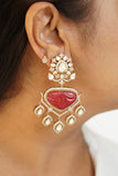 Red stone Polki Earring (1-4738)(B)