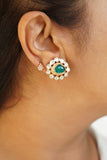 Green Stone Polki studs (1-4729)(B)