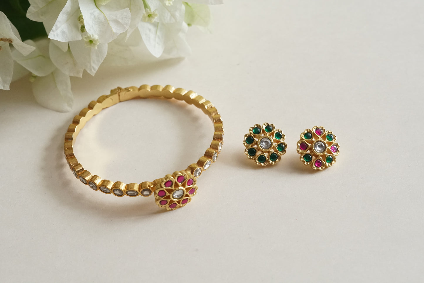 Antique Kundan Bangles openable (3-489)(R)