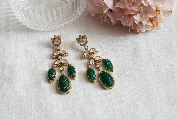 Dark Green Polki Earrings (1-4154)(B)