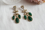 Dark Green Polki Earrings (1-4154)(B)