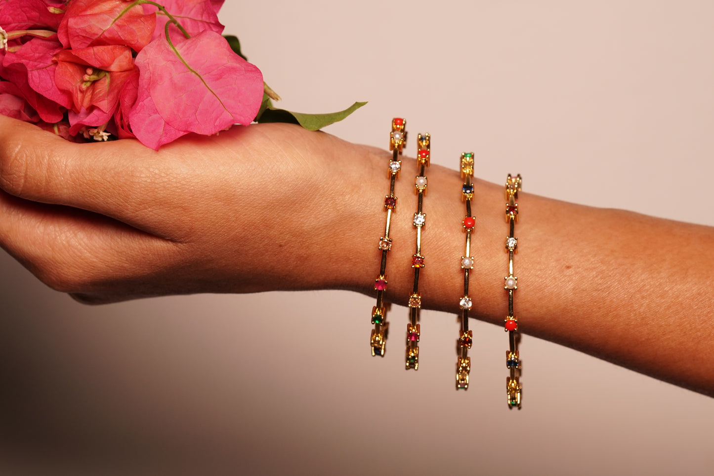 Multi stone bangle (3-408)