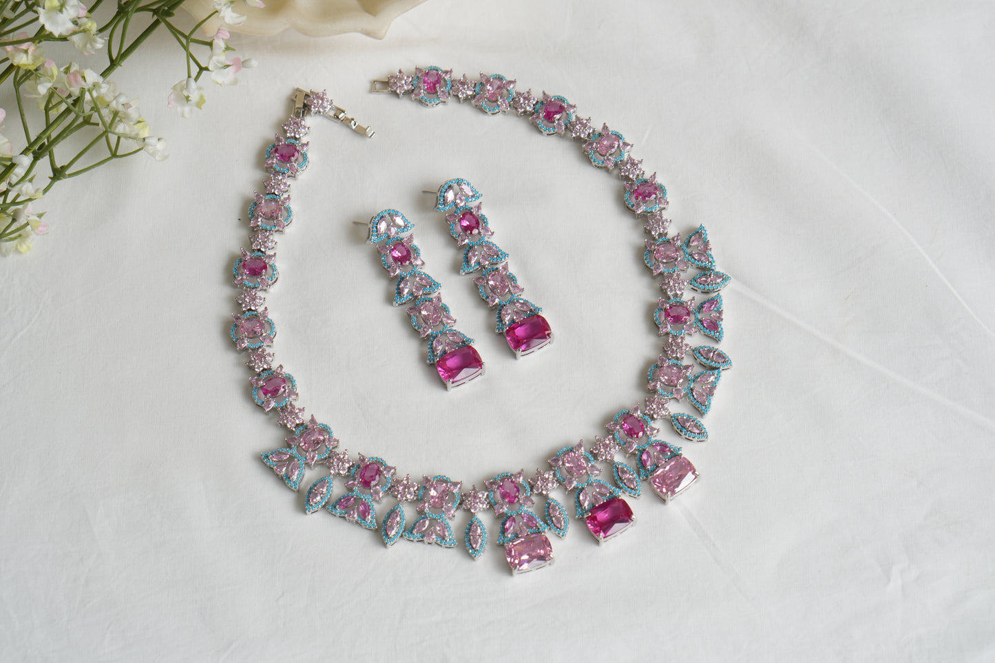 Pink And Turquoise Necklace Set (4-9167)(B)(From Turkey) - JEWELSTYLE