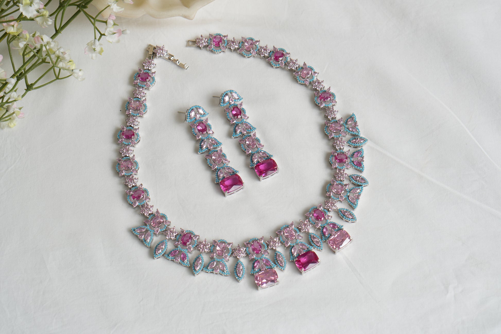 Pink And Turquoise Necklace Set (4-9167)(B)(From Turkey) - JEWELSTYLE