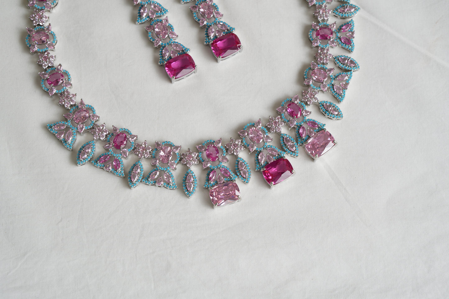 Pink And Turquoise Necklace Set (4-9167)(B)(From Turkey) - JEWELSTYLE